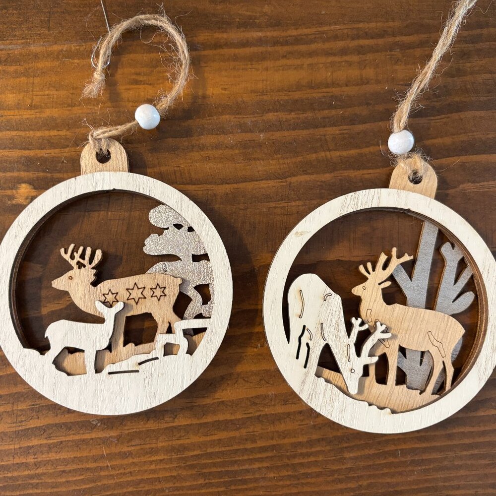 Christmas Wooden Lasered Ornaments Set